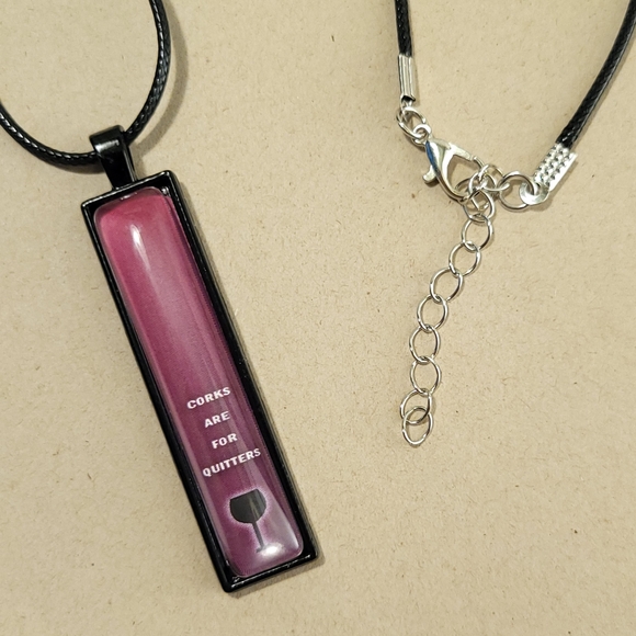 CORKS ARE FOR QUITTERS Vertical Pendant Necklace - Picture 4 of 8